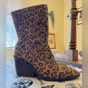 Lucky Brand Sarey Leopard Print Heeled Boots